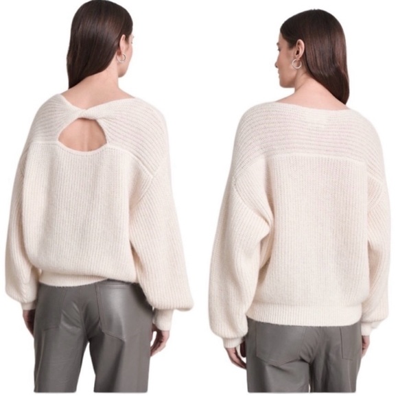 eleven six Sweaters - New Eleven Six Emma Twist Keyhole Cut Out Knit Sweater Alpaca Wool Cream M L